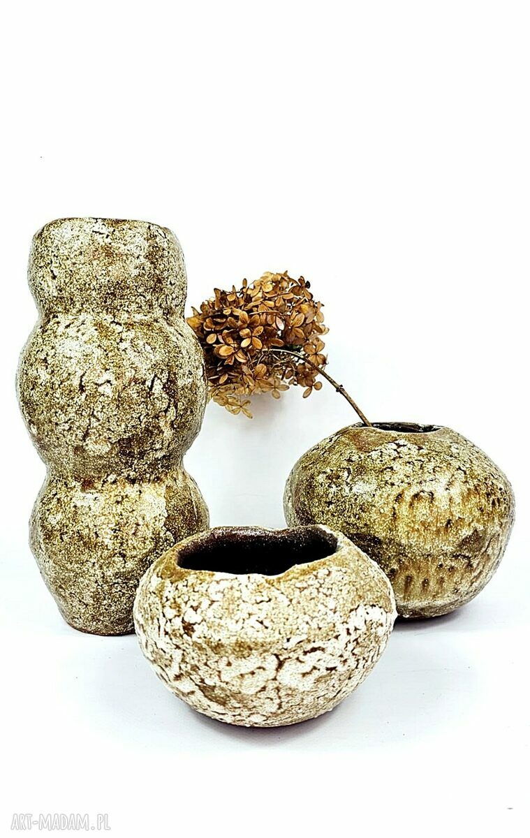 Wazon ceramiczny Polepione - brąz i beż