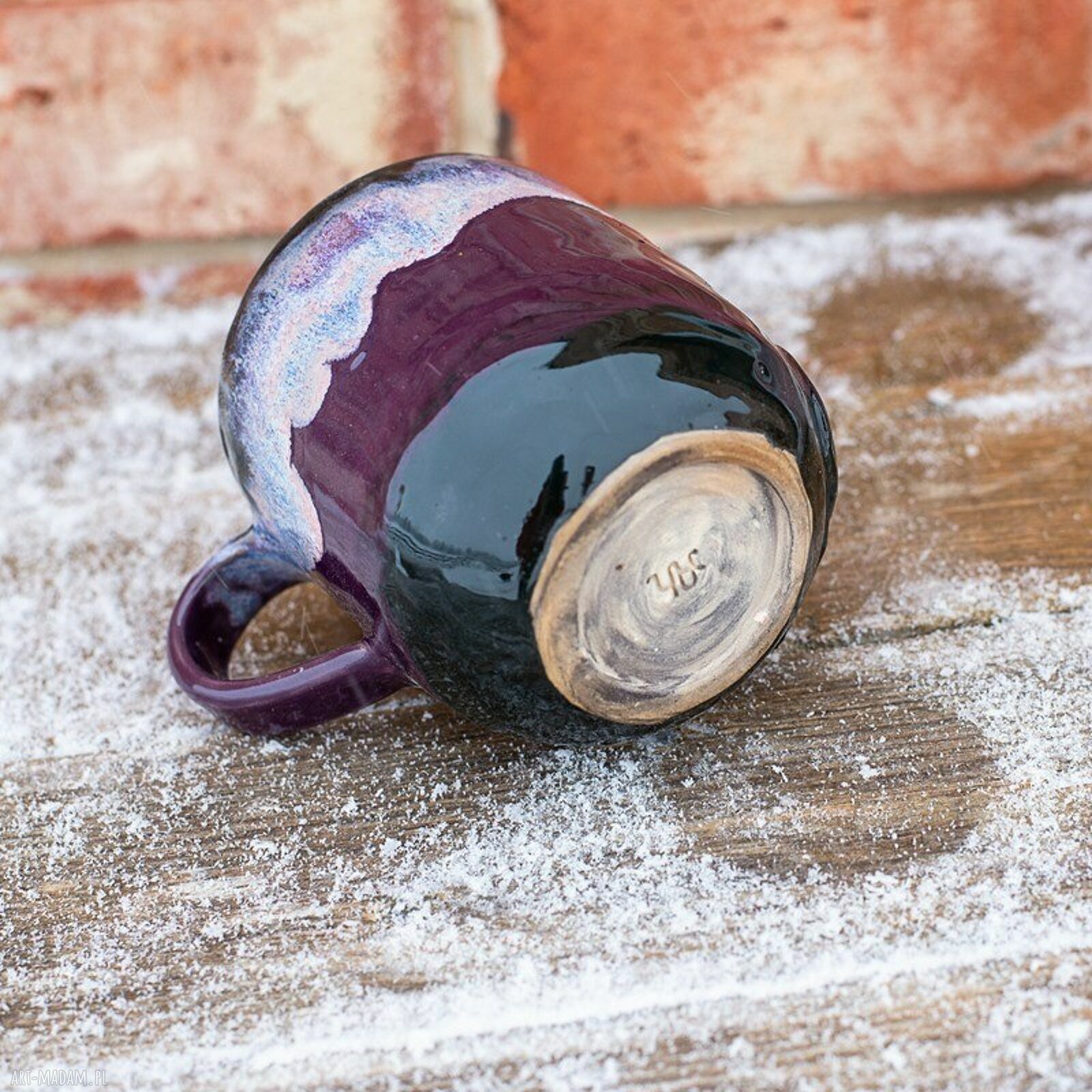 Duży kubek ceramiczny z kotem - Czarna Violetta, ręcznie robiony ok. 450 ml
