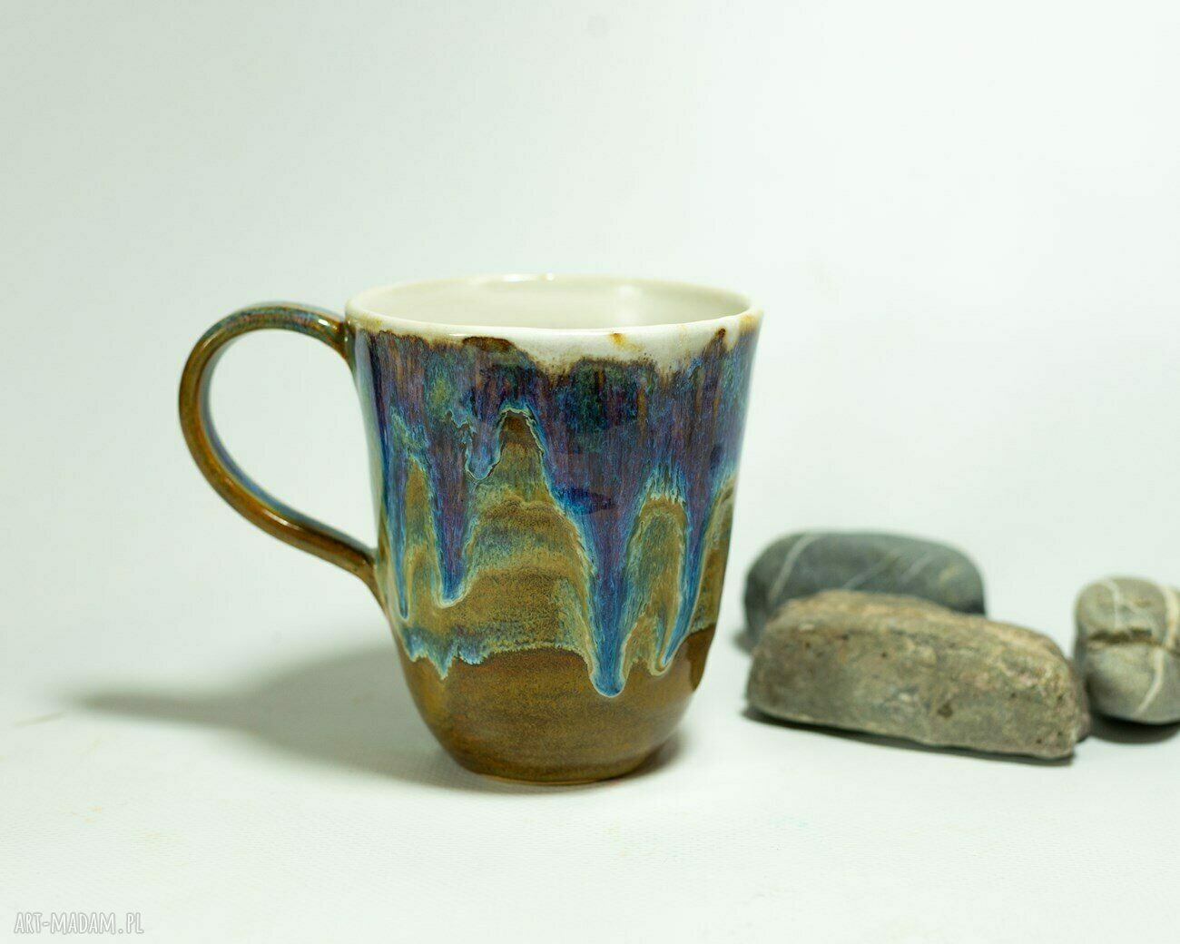 Duży kubek ceramiczny z koniem - handmade do herbaty 420 ml