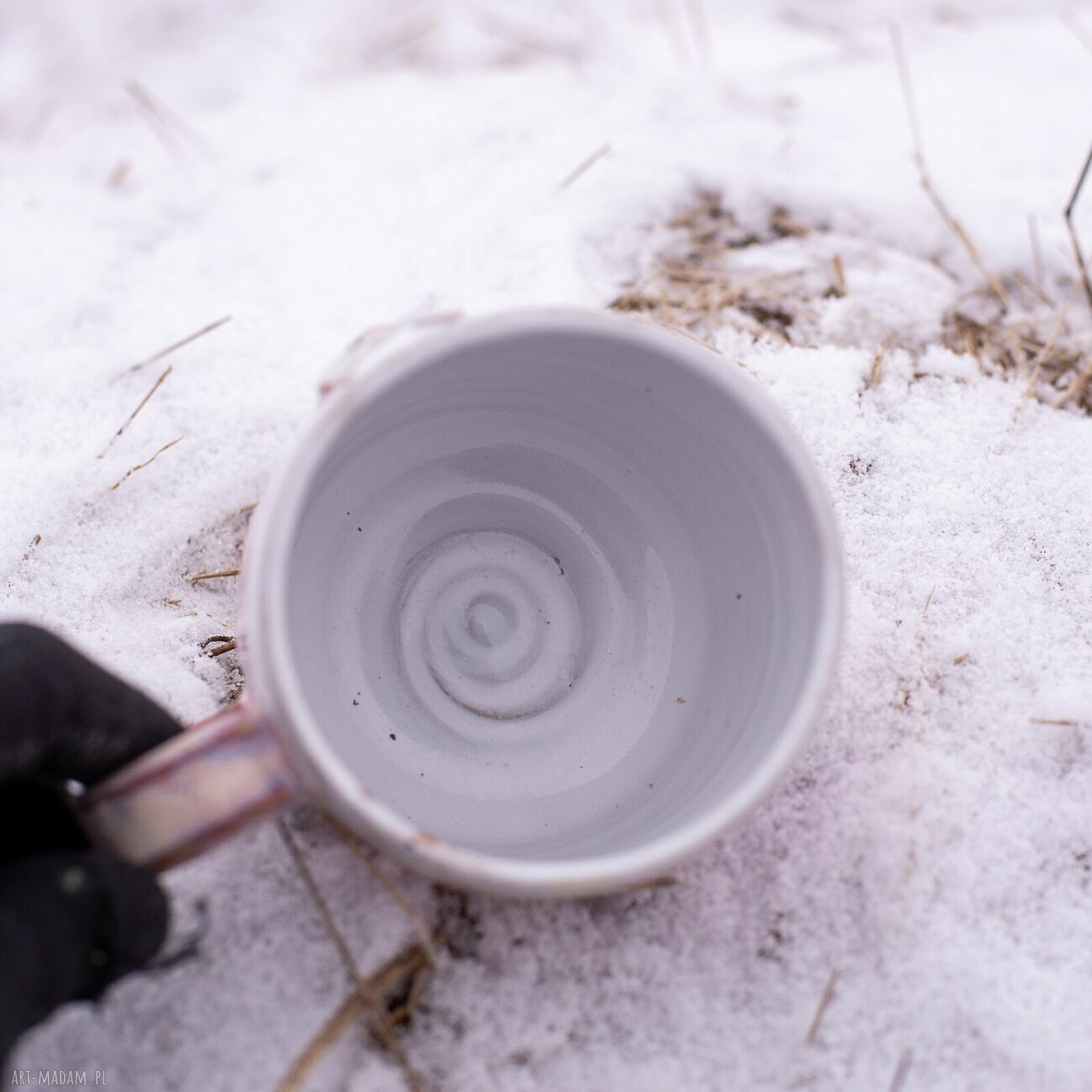 Handmade ceramiczny duży kubek z kotem - różowy sen Peony, ok. 500 ml