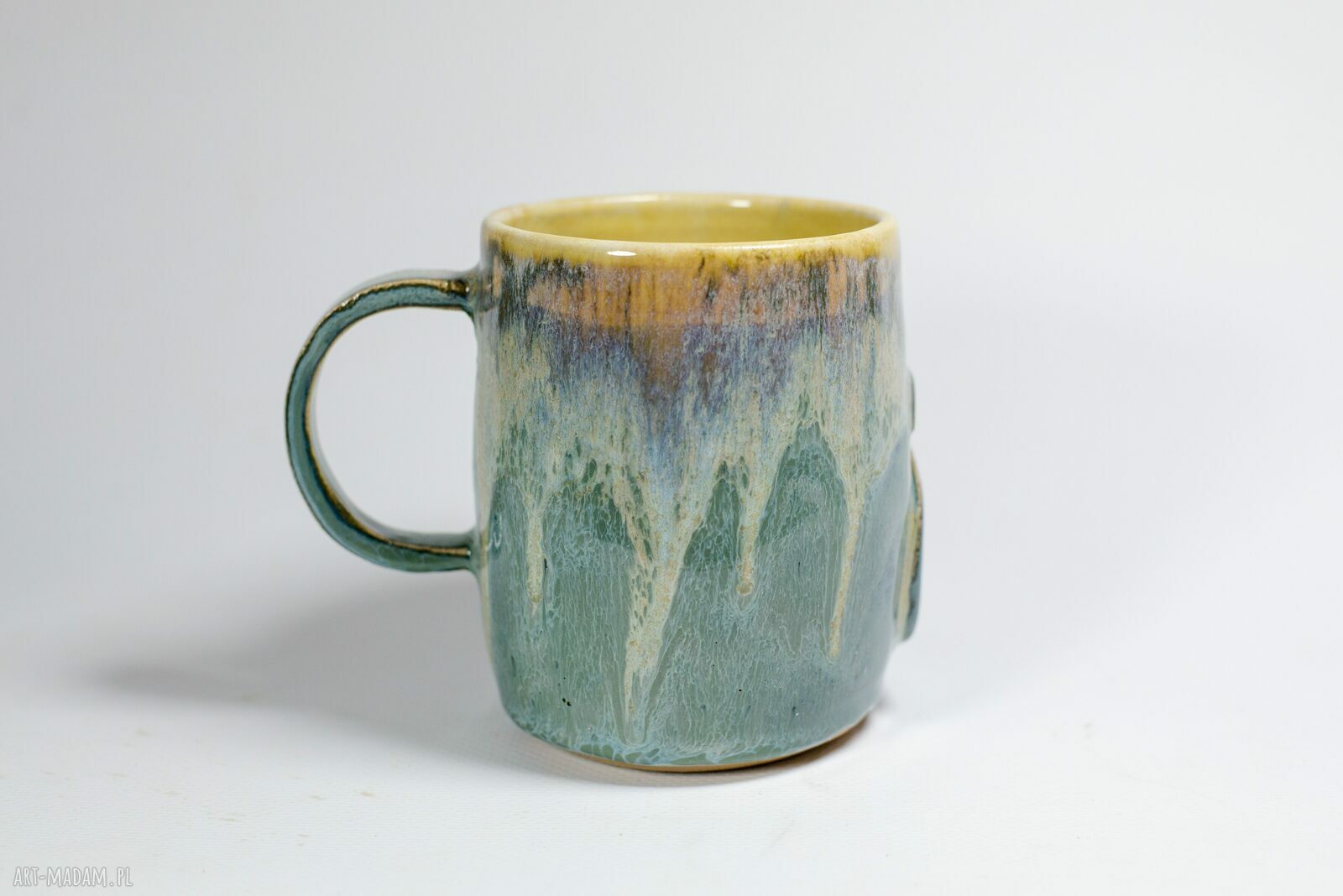 Handmade ceramiczny duży kubek z kotem - 420 ml
