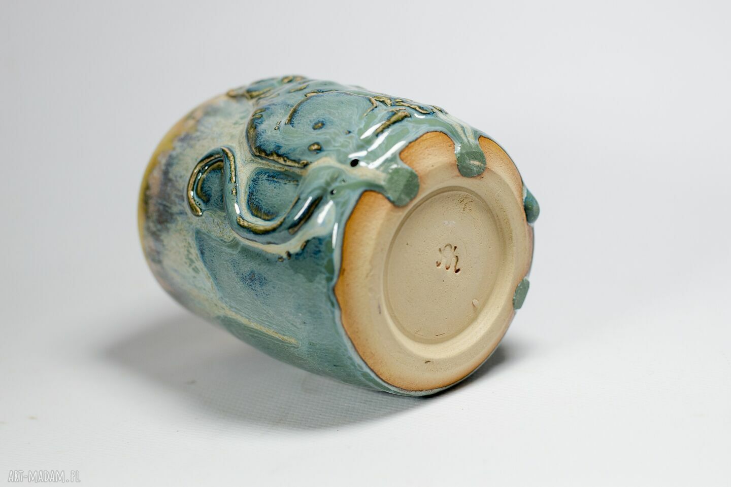 Handmade ceramiczny duży kubek z kotem - 420 ml