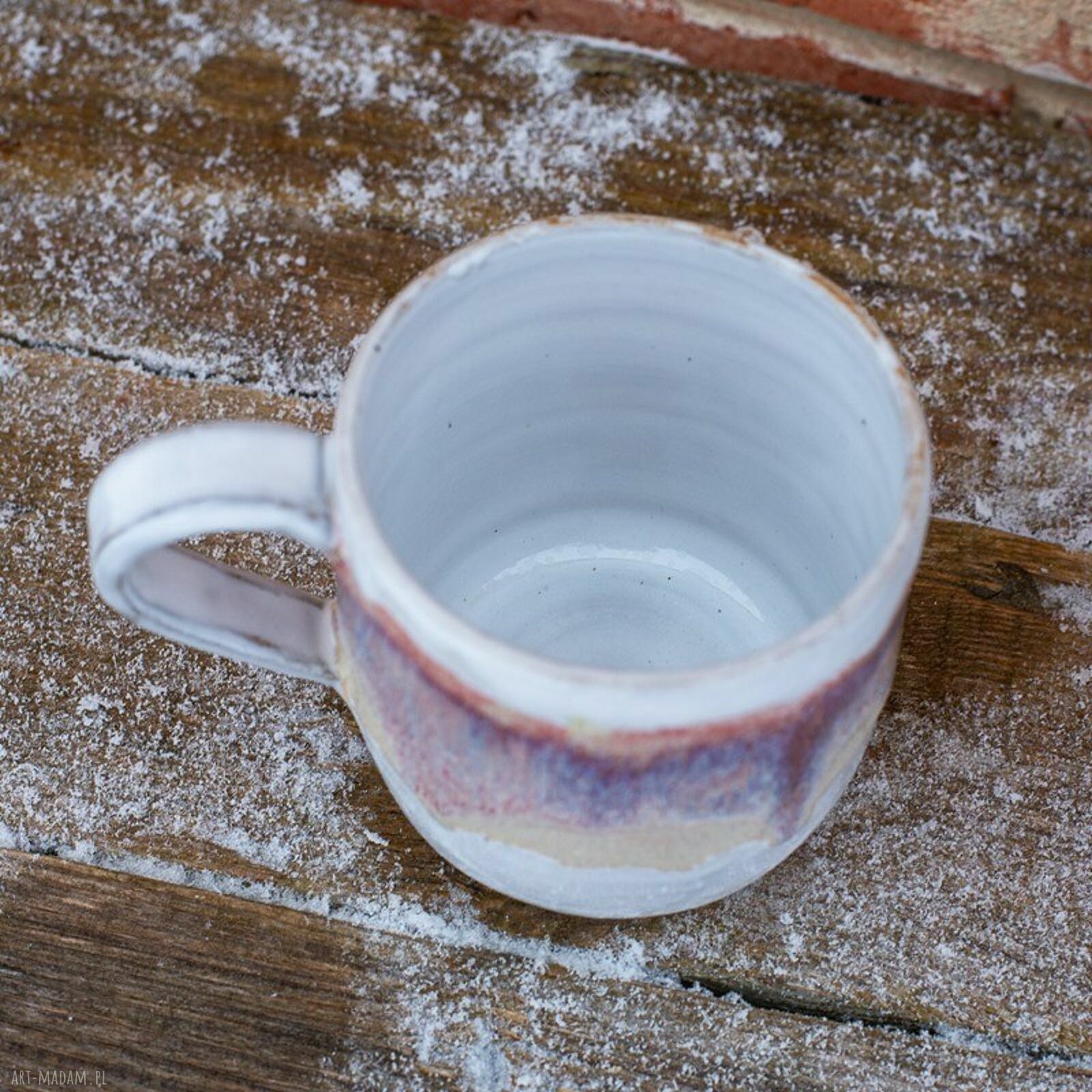 Ręcznie robiony kubek ceramiczny z koniem - Różowy Sen Peony, ok. 370 ml