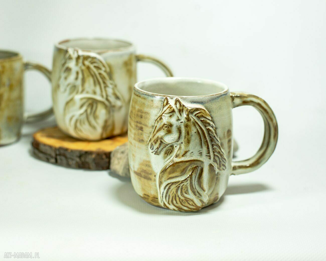 Handmade ceramiczny duży kubek z koniem - Piernikowe Love 420 ml