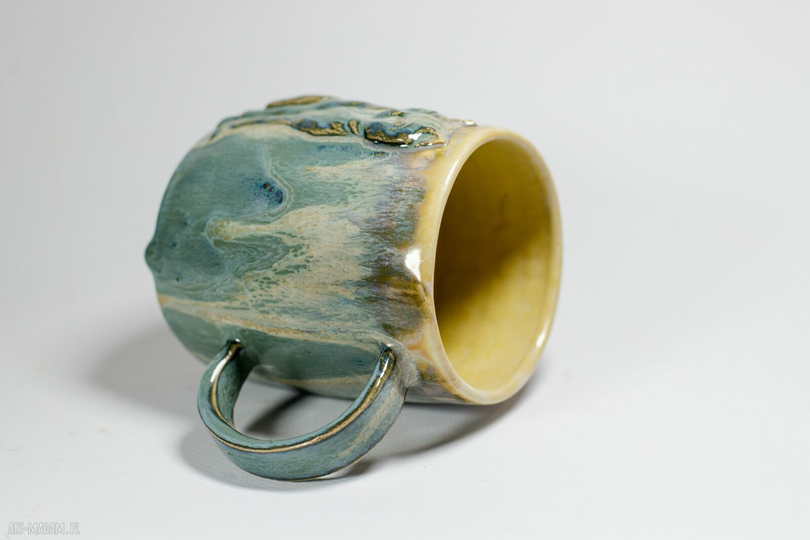 Handmade ceramiczny duży kubek z kotem - 420 ml