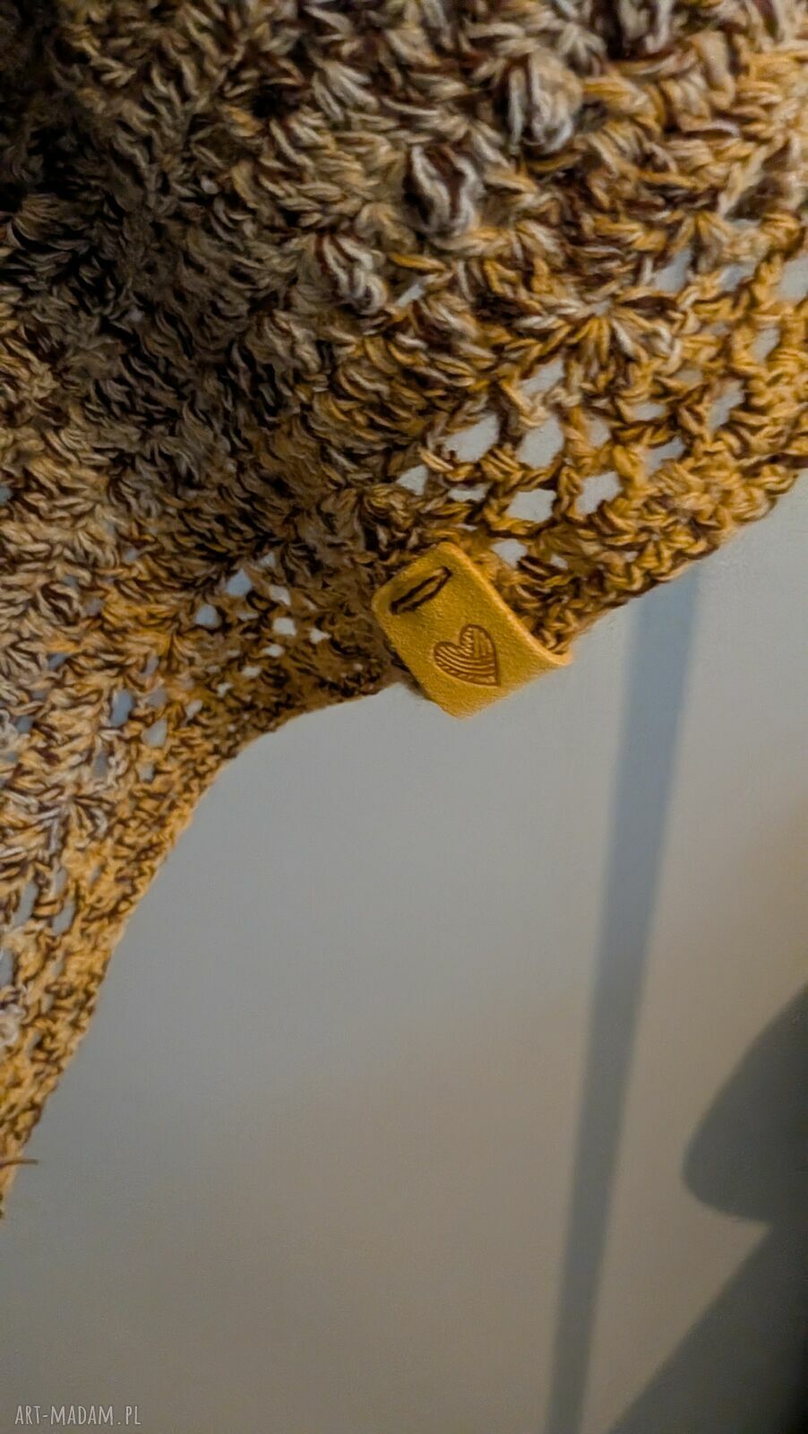 Chusta szydełkowa z merino Kokonek Classic - błękitno-beżowa (handmade)