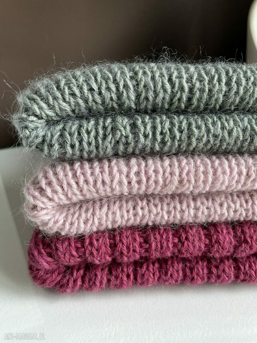 Handmade czapka damska AUREA z baby merino, moherem i jedwabiem - Zielona szałwia