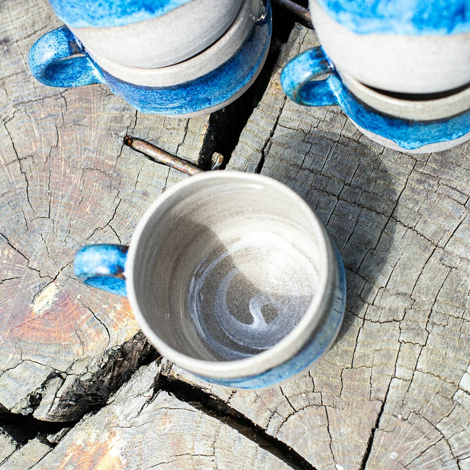 Duży kubek ceramiczny Beton Blue 540 ml - rękodzieło na prezent