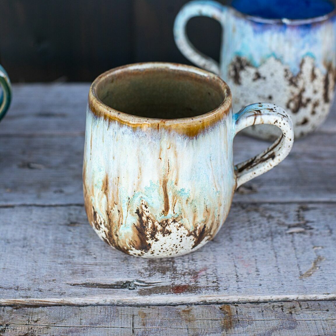 Ręcznie wykonany duży kubek ceramiczny 430 ml Spotted Brown - do kawy i herbaty