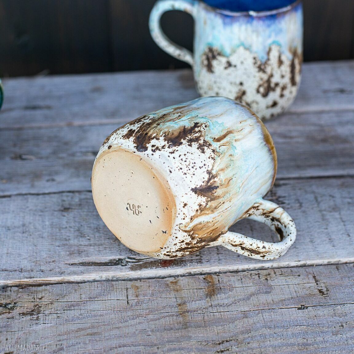 Ręcznie wykonany duży kubek ceramiczny 430 ml Spotted Brown - do kawy i herbaty