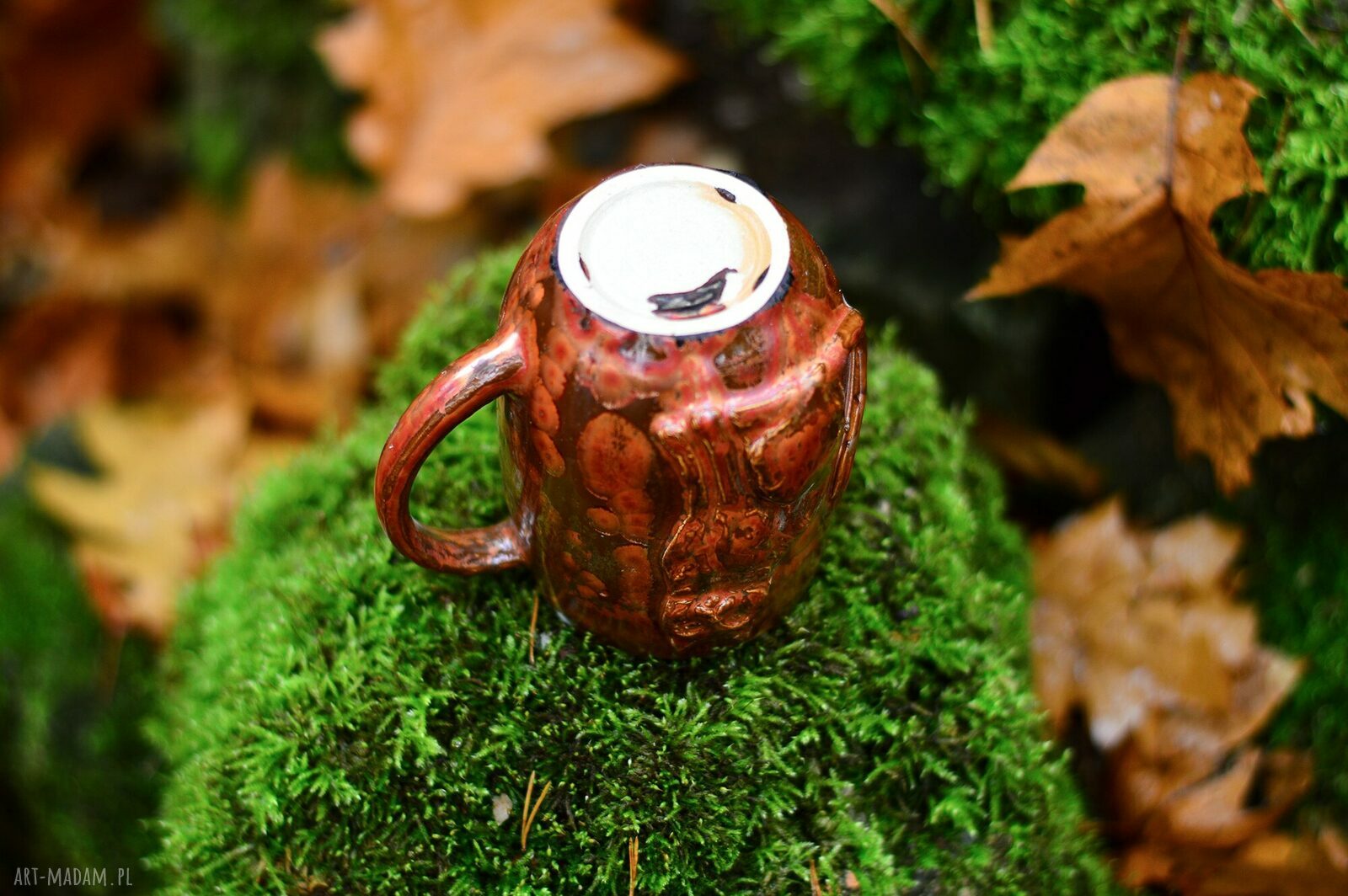 Duży kubek ceramiczny z kotem - ręcznie toczony na kole, 400 ml