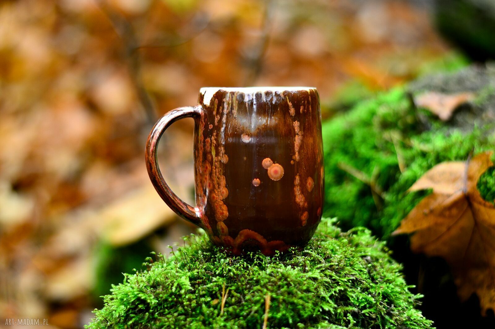 Duży kubek ceramiczny z kotem - ręcznie toczony na kole, 400 ml