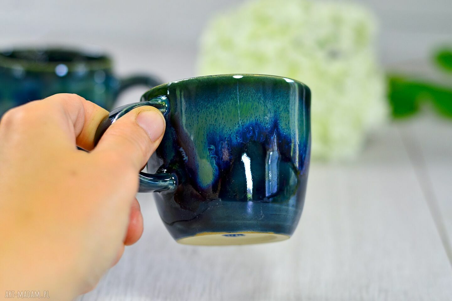 Handmade espresso kubek ceramiczny STORM 200 ml z płaskorzeźbą konia