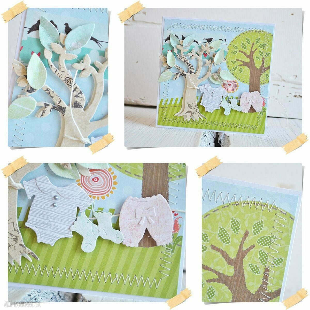 Kartka urodzinowa dla dziecka - ręcznie robiona w stylu scrapbook