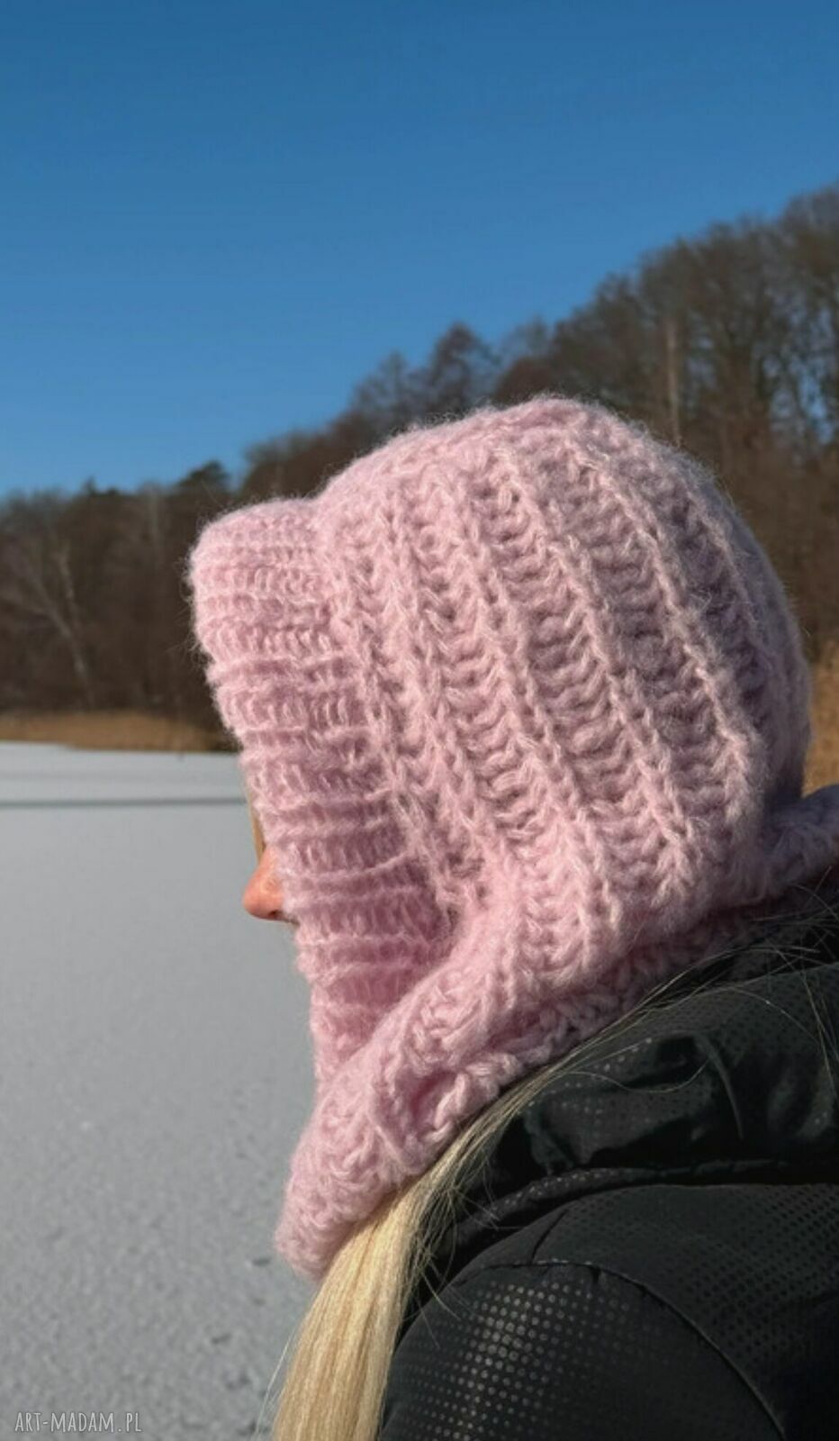 Kominiarka balaclava handmade z alpaki i jedwabiem - ciepła, lekka i regulowana