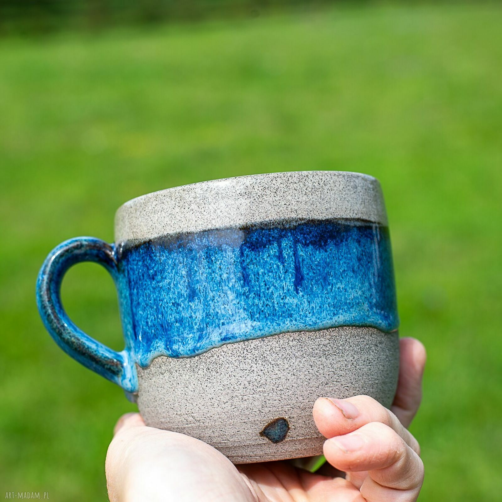 Duży kubek ceramiczny Beton Blue 540 ml - rękodzieło na prezent