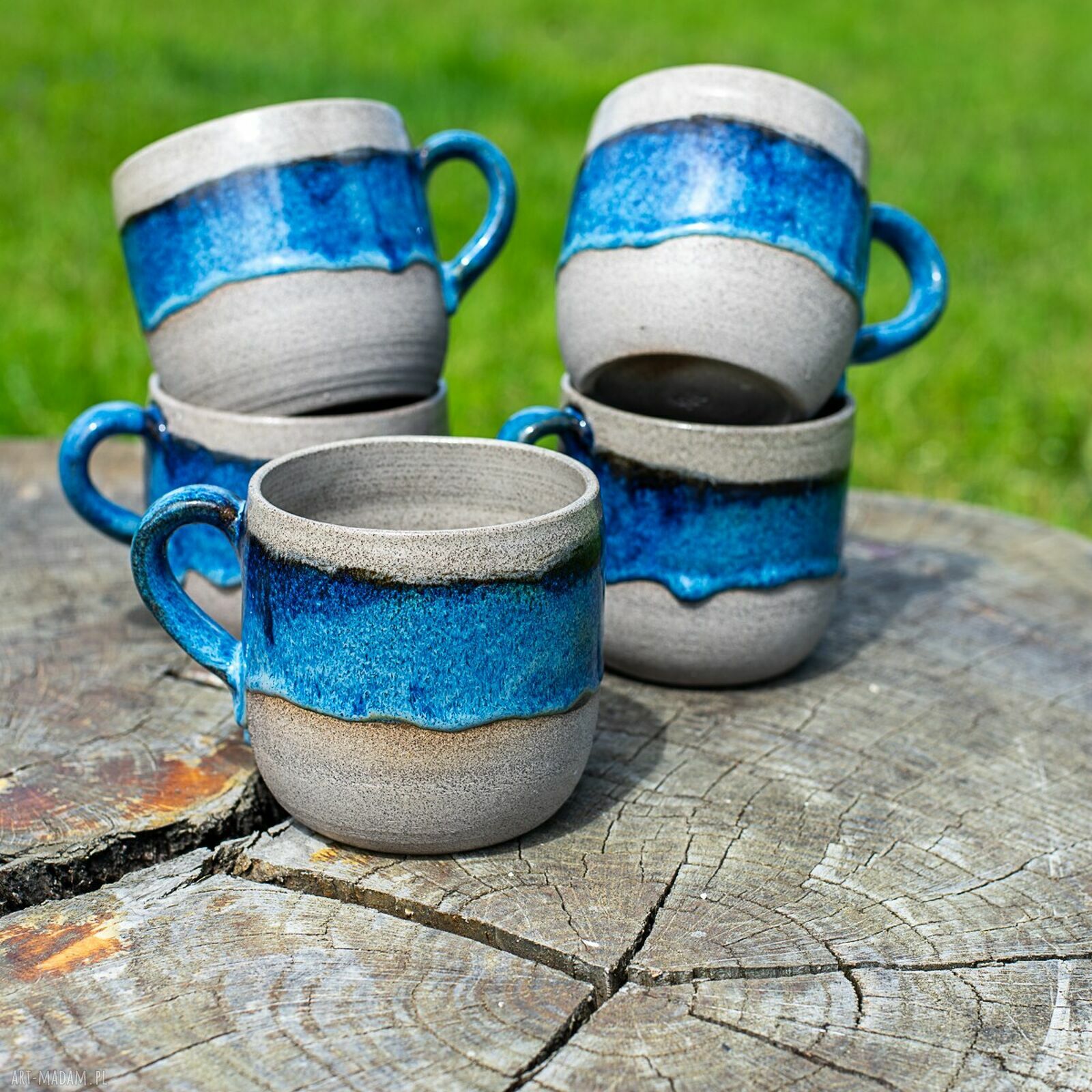 Duży kubek ceramiczny Beton Blue 540 ml - rękodzieło na prezent