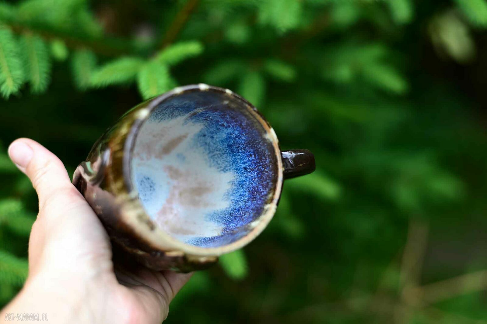 Duży handmade kubek ceramiczny z kotem - 380 ml