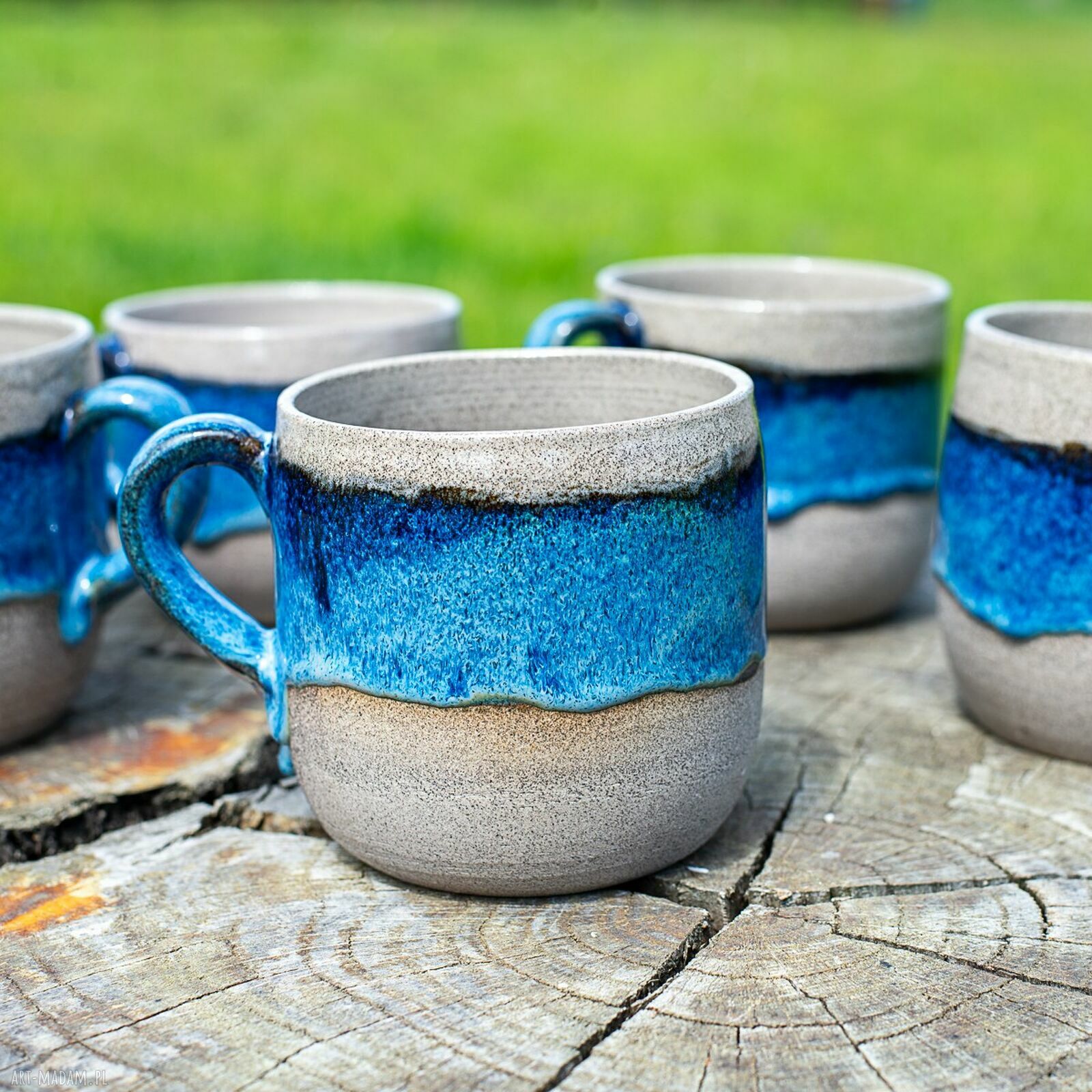 Duży kubek ceramiczny Beton Blue 540 ml - rękodzieło na prezent