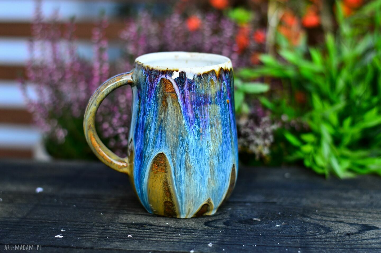 Duży ręcznie robiony kubek ceramiczny z koniem - Opal 400 ml