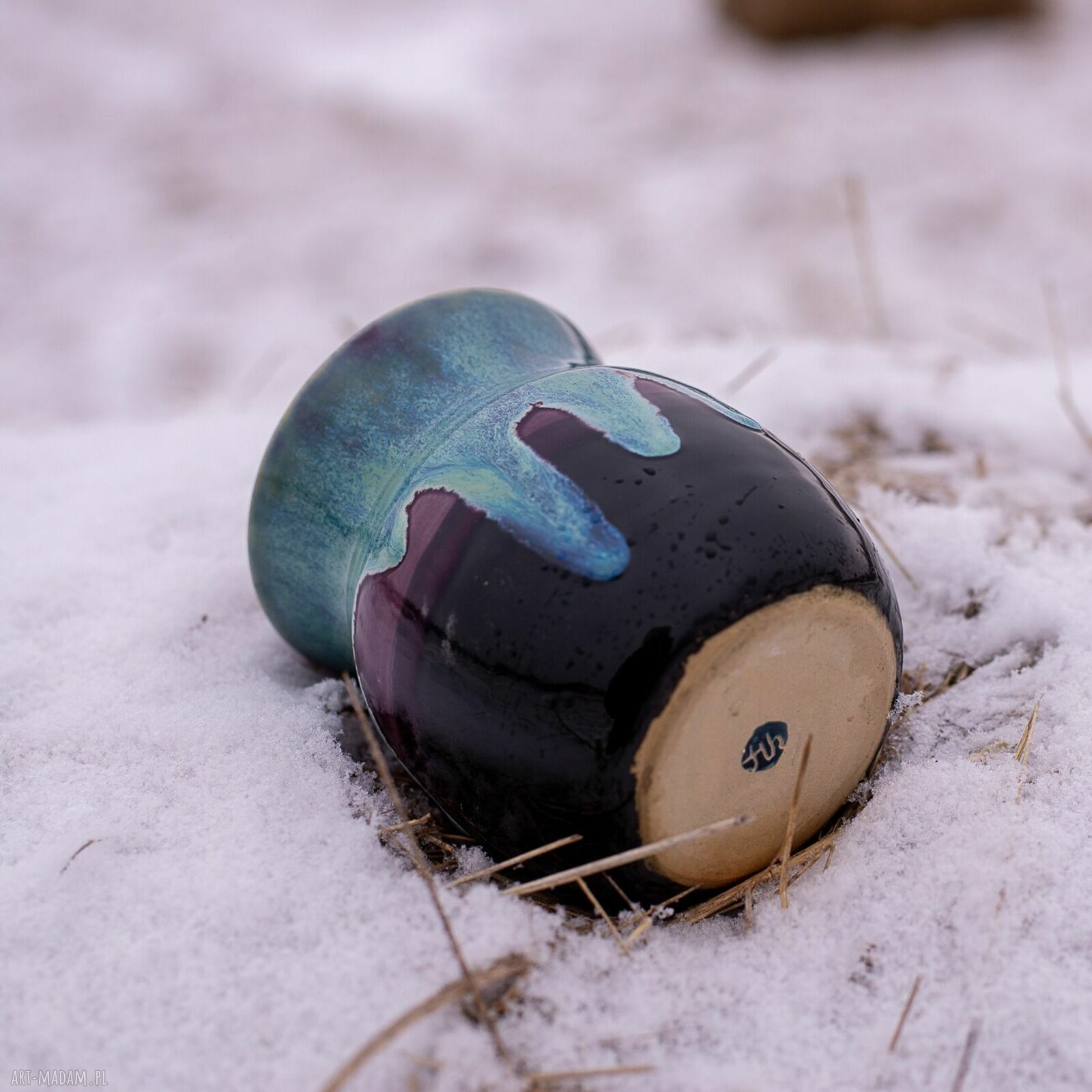 Handmade fioletowy kubek ceramiczny Mroźna Violetta - duży ok. 450-520 ml