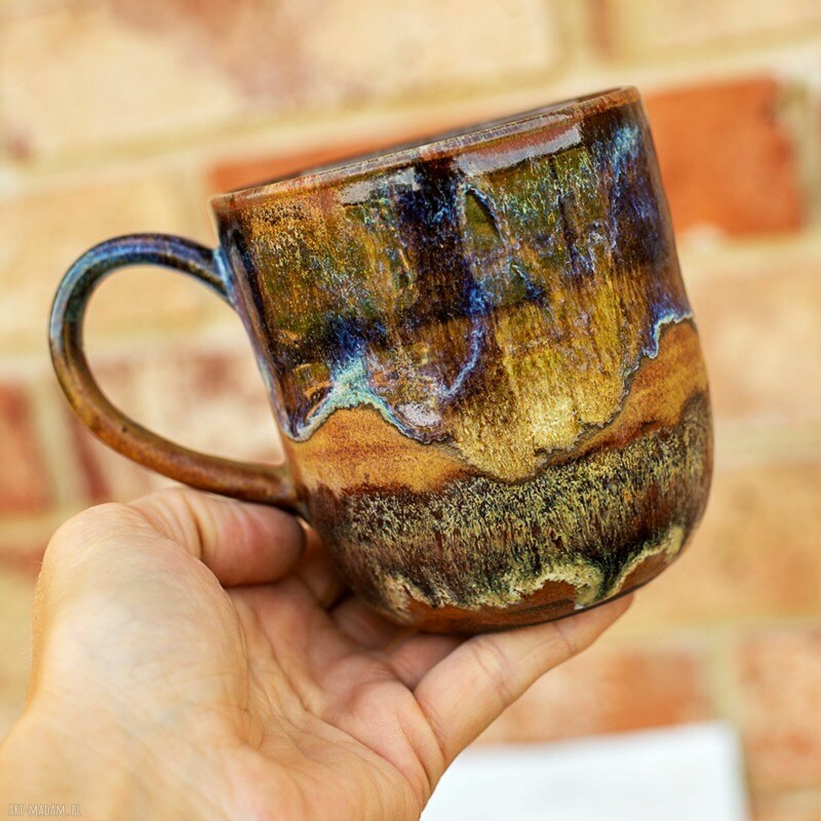 Duży kubek ceramiczny Kora - ręcznie robiony, 500 ml
