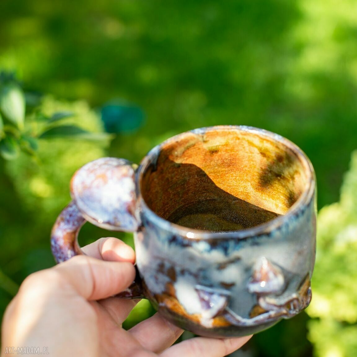 Kubek z grzybkami handmade z kamionki - ok 400 ml