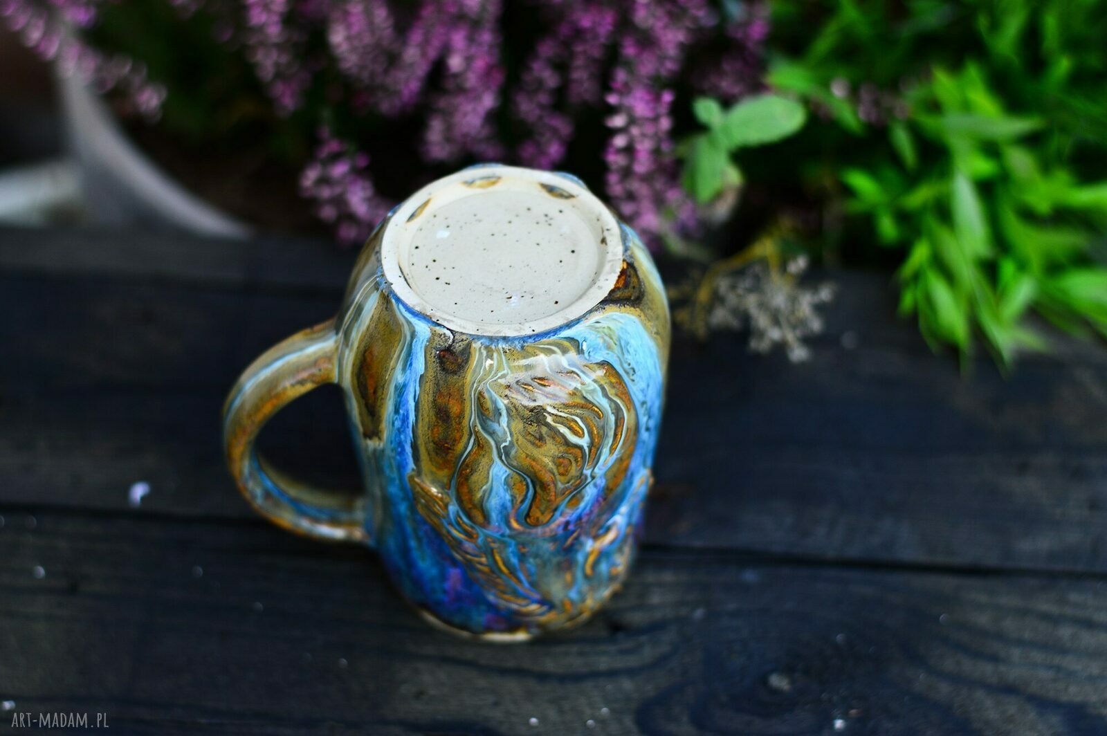 Duży ręcznie robiony kubek ceramiczny z koniem - Opal 400 ml