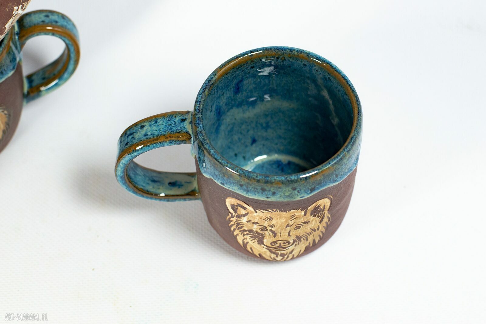 Duży kubek ceramiczny z niedźwiedziem Bieszczady - 400 ml, Leśne opowieści