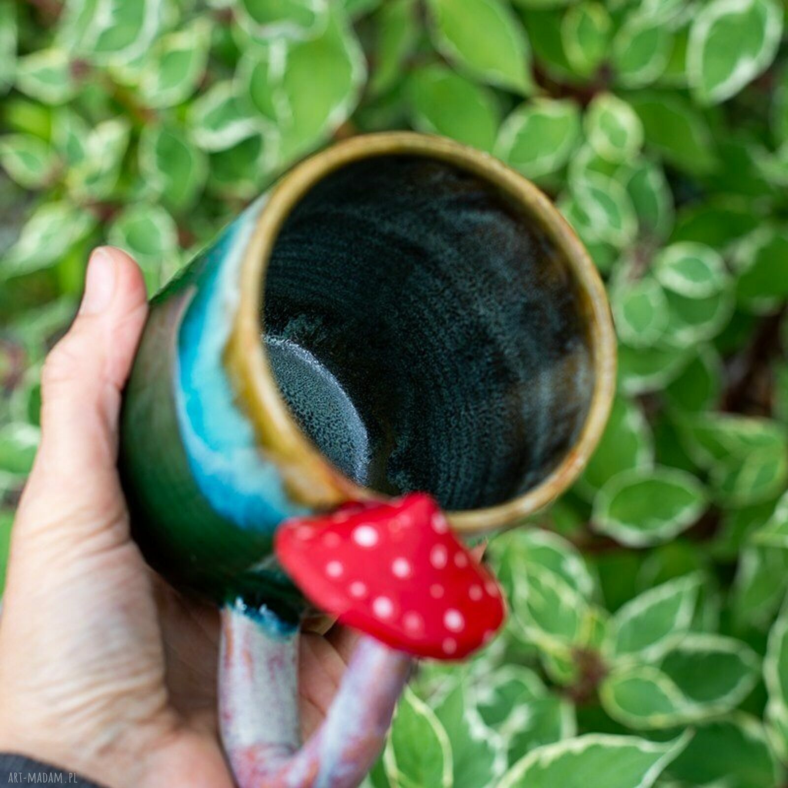 Duży ceramiczny kubek z muchomorkiem - ok. 600 ml