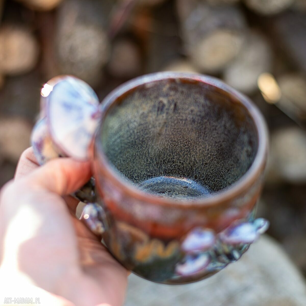 Handmade kubek z grzybkami Moss Rust IV - ok. 430 ml