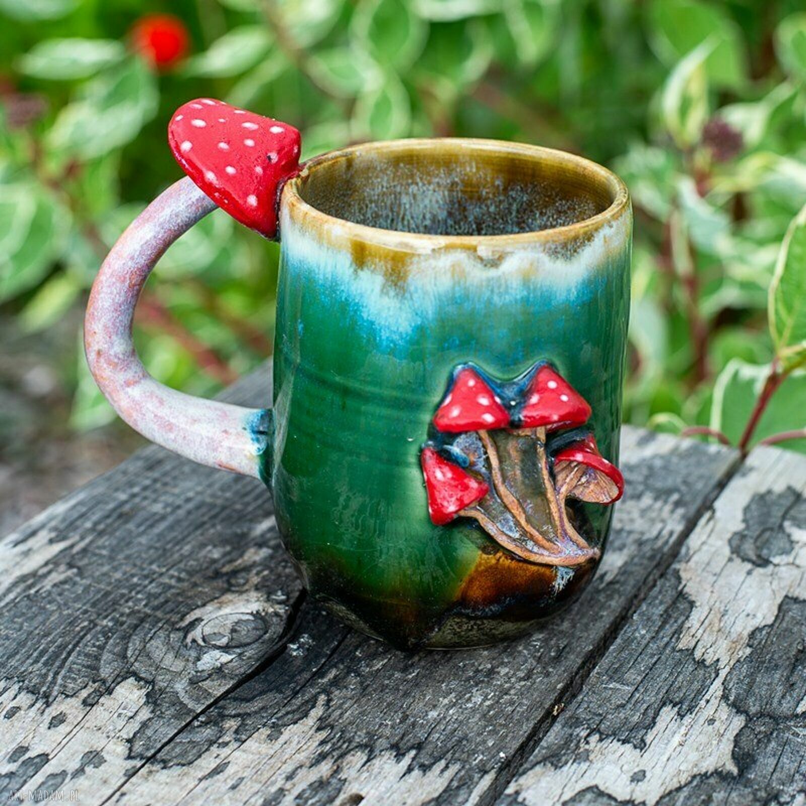 Duży ceramiczny kubek z muchomorkiem - ok. 600 ml