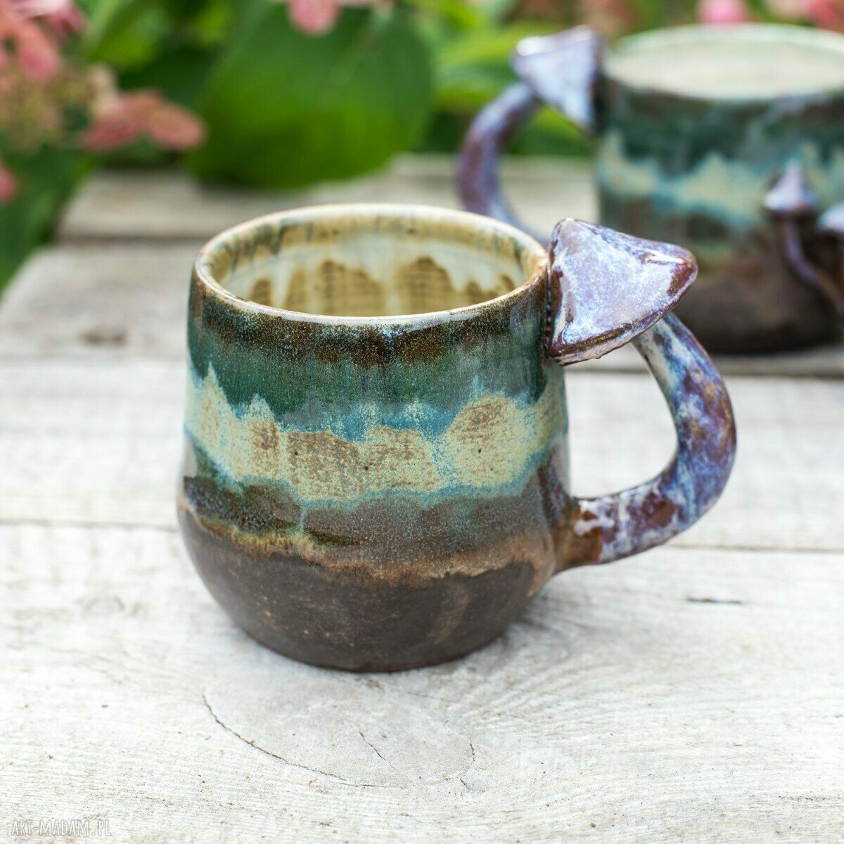 Handmade kubek ceramiczny z grzybkami „Psychodelki Nocny Omszały” - 380 ml