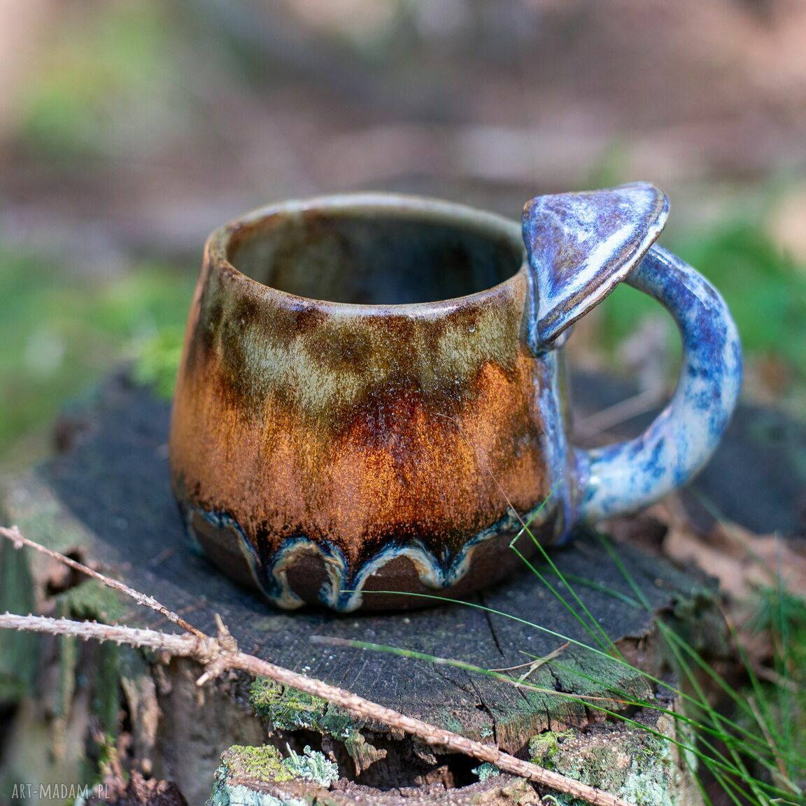 Handmade kubek z grzybkami Psychodelki braun - ok 300 ml