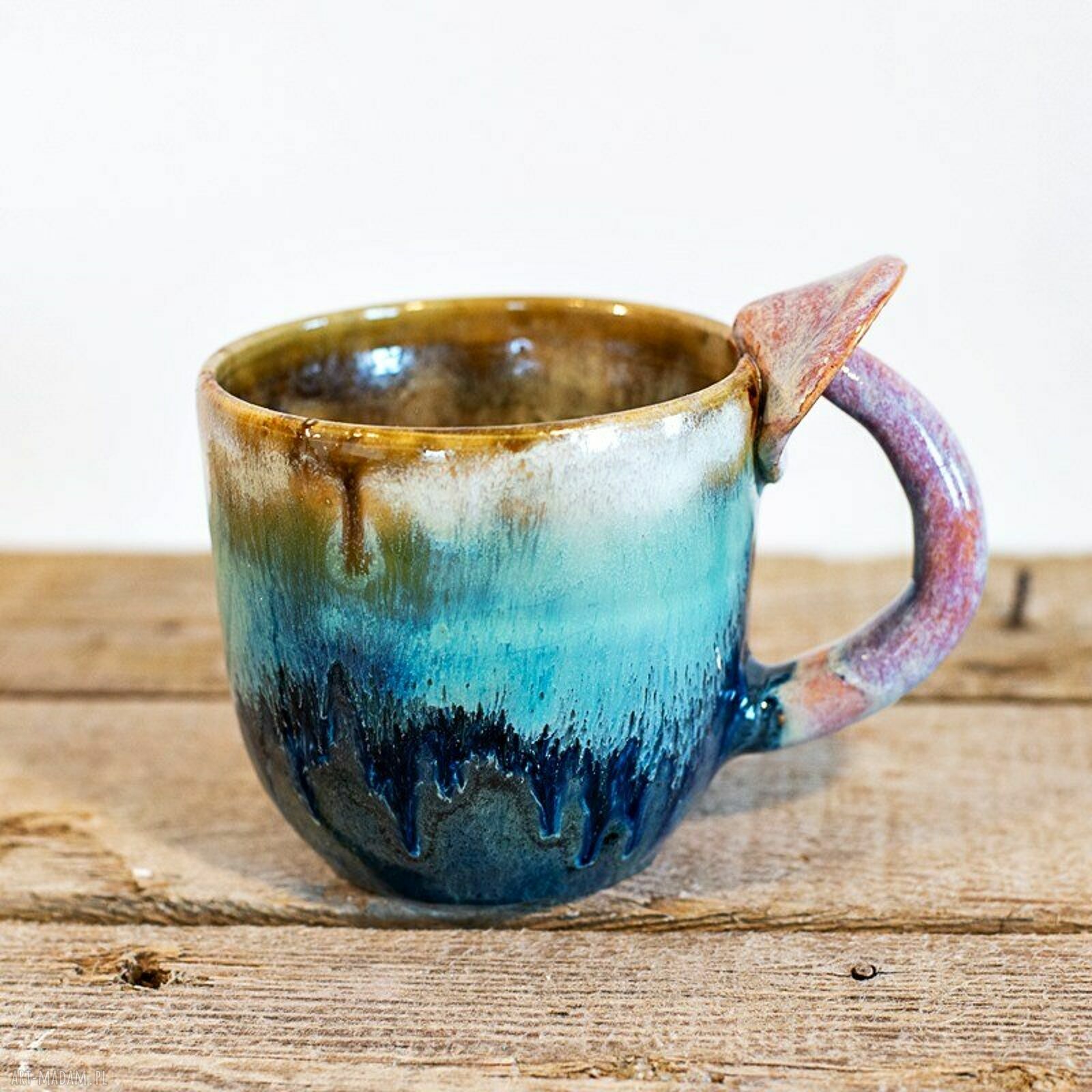 Handmade kubek z grzybkami Psychodelki Nocna Aurora - 480 ml