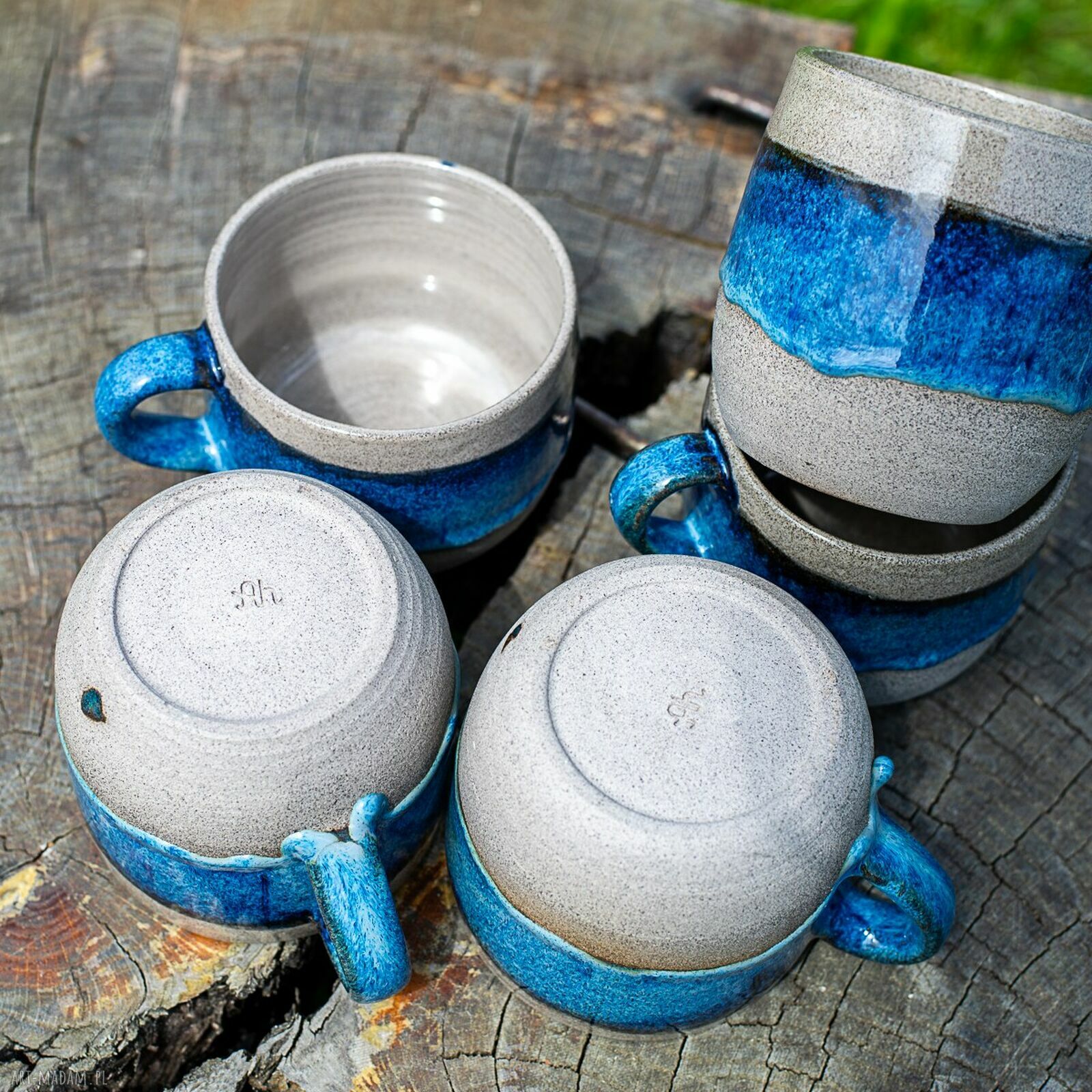 Duży kubek ceramiczny Beton Blue 540 ml - rękodzieło na prezent