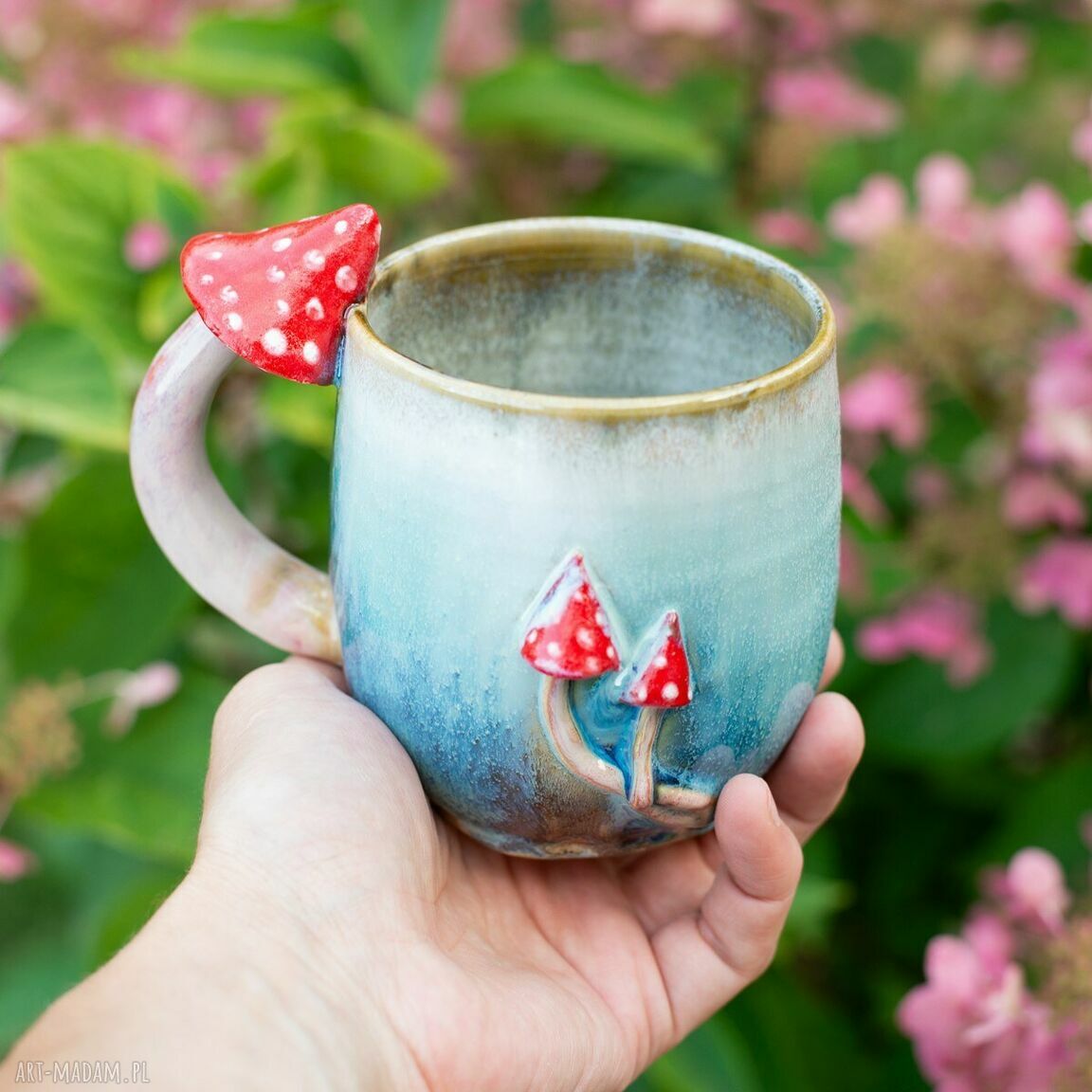 Handmade kubek z muchomorkiem Wapienniki 450 ml