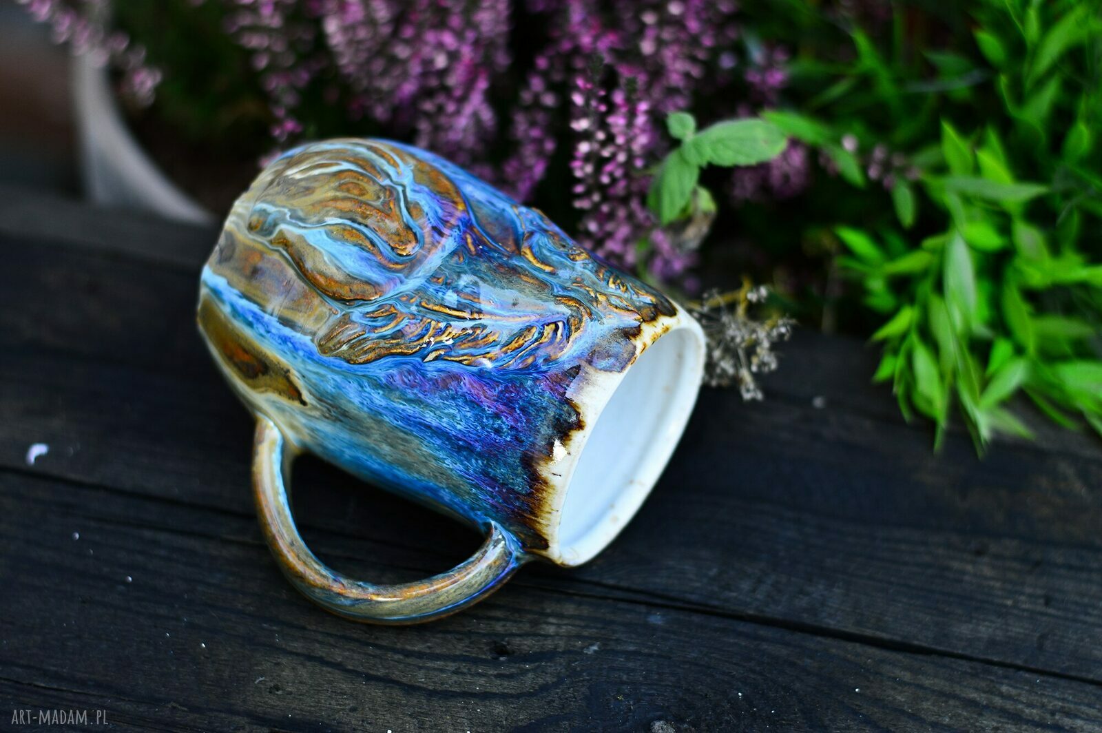 Duży ręcznie robiony kubek ceramiczny z koniem - Opal 400 ml
