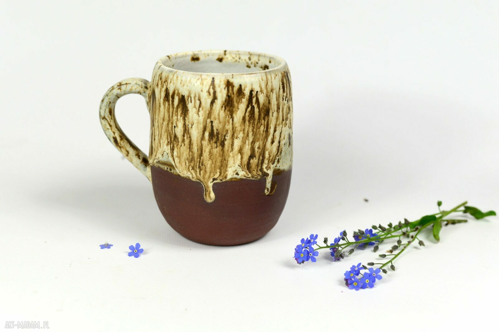 Duży kubek ceramiczny z koniem do herbaty - rękodzieło 460 ml
