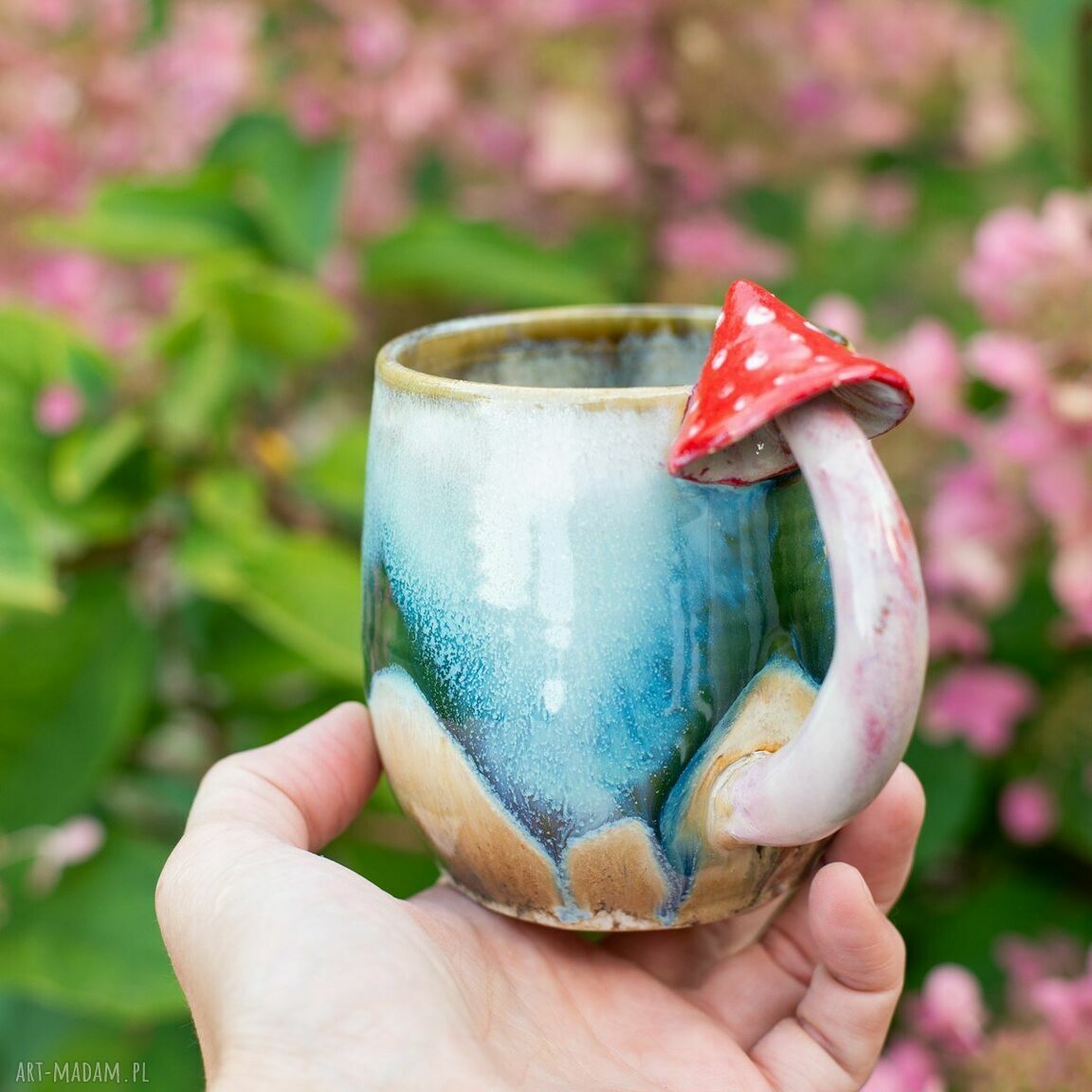 Handmade kubek z muchomorkiem Wapienniki 450 ml