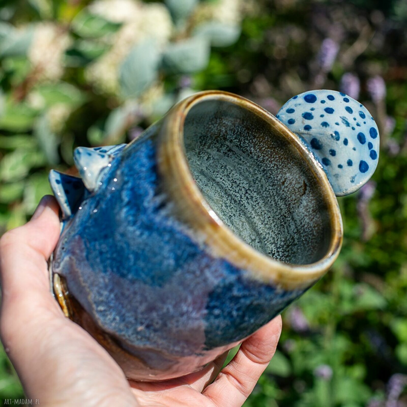 Kubek ceramiczny z muchomorkami - leśne rękodzieło 550 ml