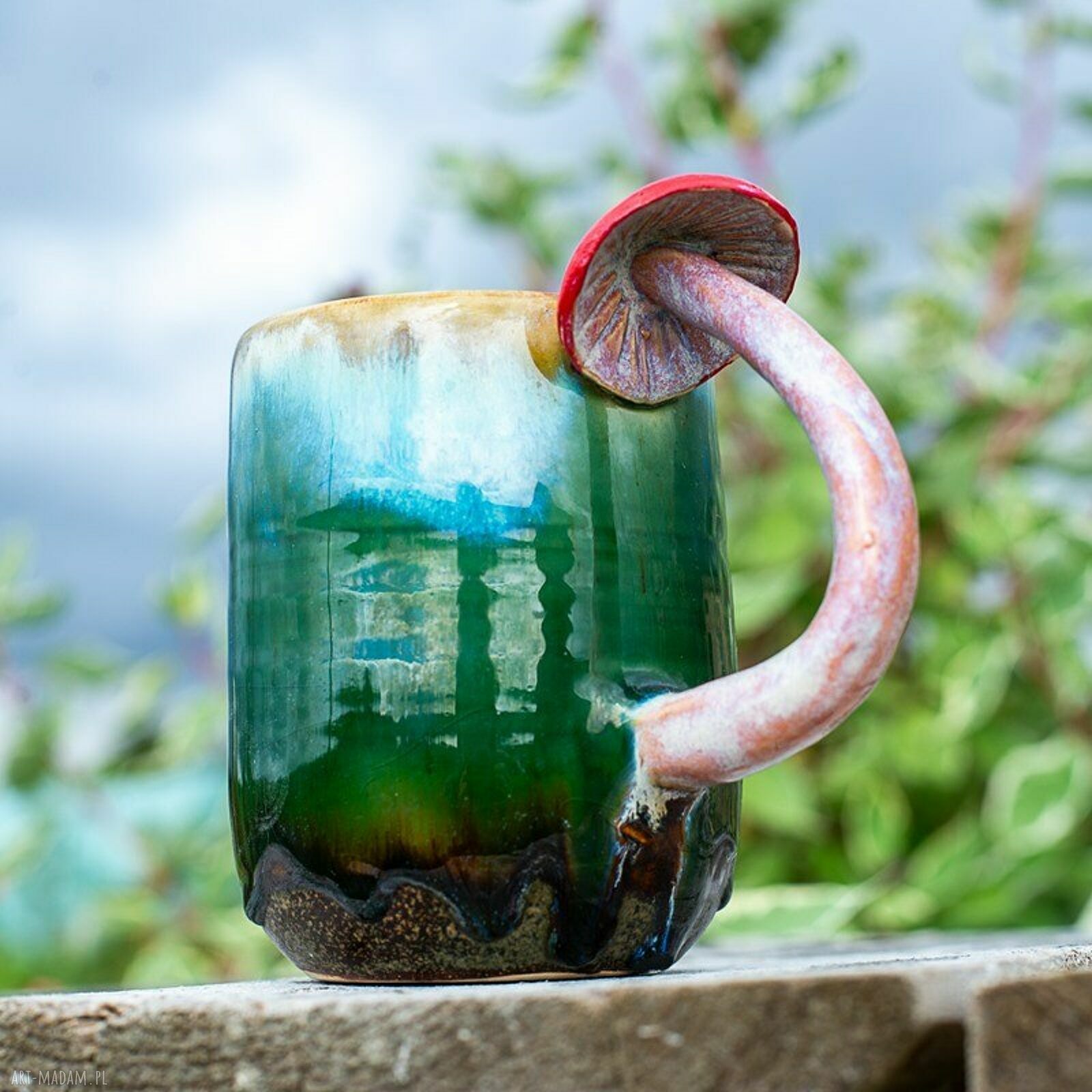 Duży ceramiczny kubek z muchomorkiem - ok. 600 ml