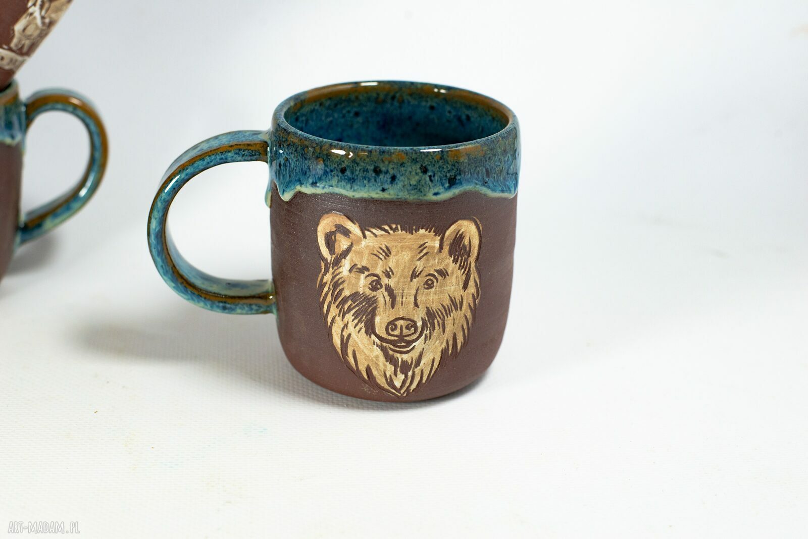 Duży kubek ceramiczny z niedźwiedziem Bieszczady - 400 ml, Leśne opowieści