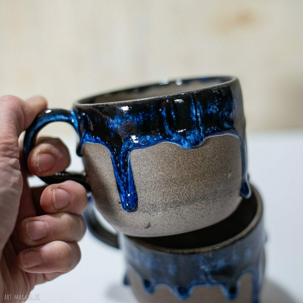 Duży ręcznie robiony kubek ceramiczny Beton Kasjopea - ok 450 ml