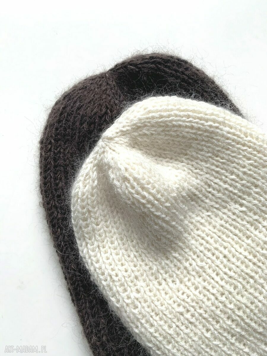 Czapka damska AUREA z baby merino, moherem i jedwabiem - ecru