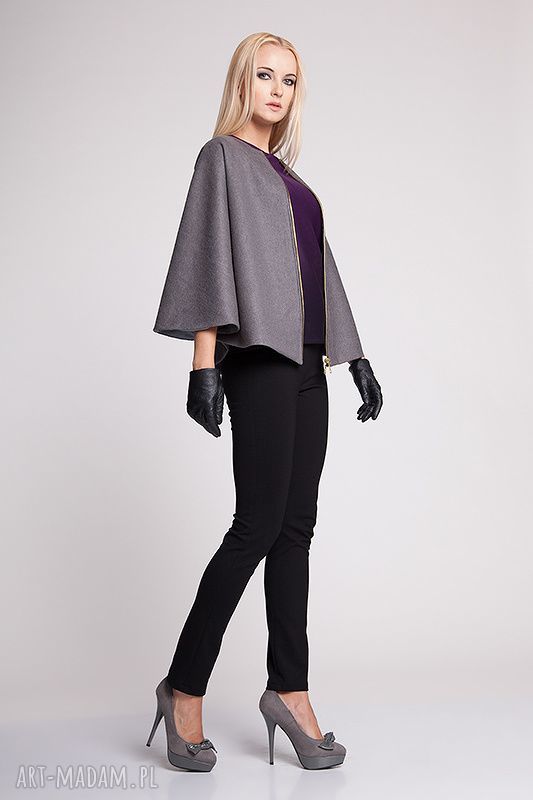 Narzutka na kombinezon - czarne poncho handmade