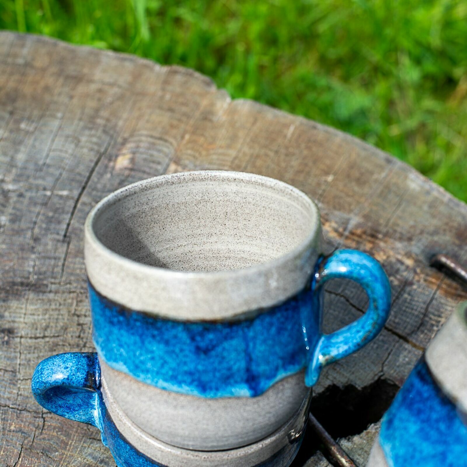 Duży kubek ceramiczny Beton Blue 540 ml - rękodzieło na prezent