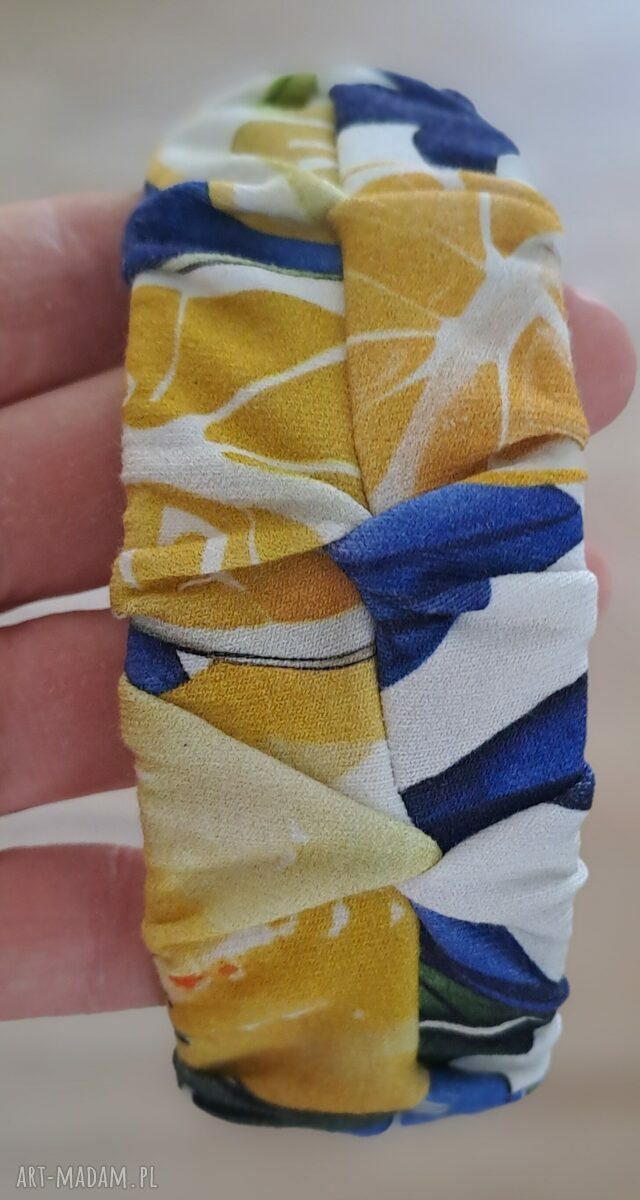 Opaska handmade w cytryny Go Ka - elastyczny dodatek do włosów