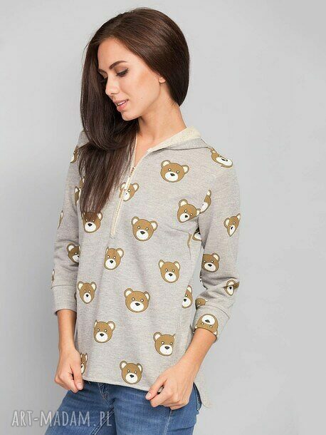 Sweter z tkaniny bawełnianej z oryginalnym nadrukiem