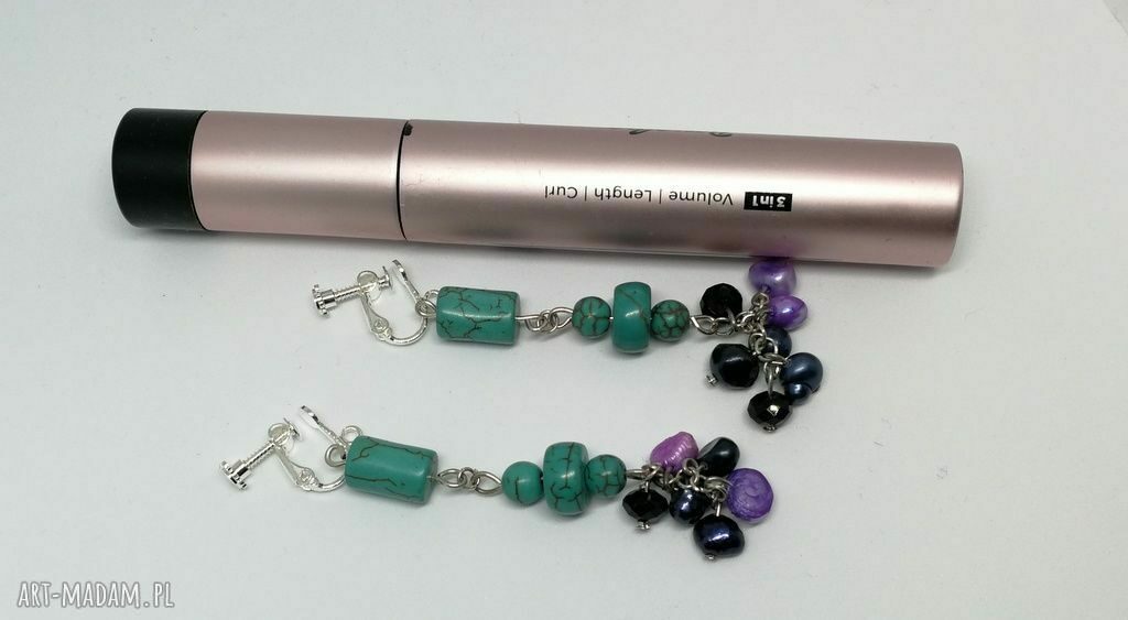 Turkusowe klipsy handmade boho-box X - eleganckie na klipsy, pojedynczy egzemplarz